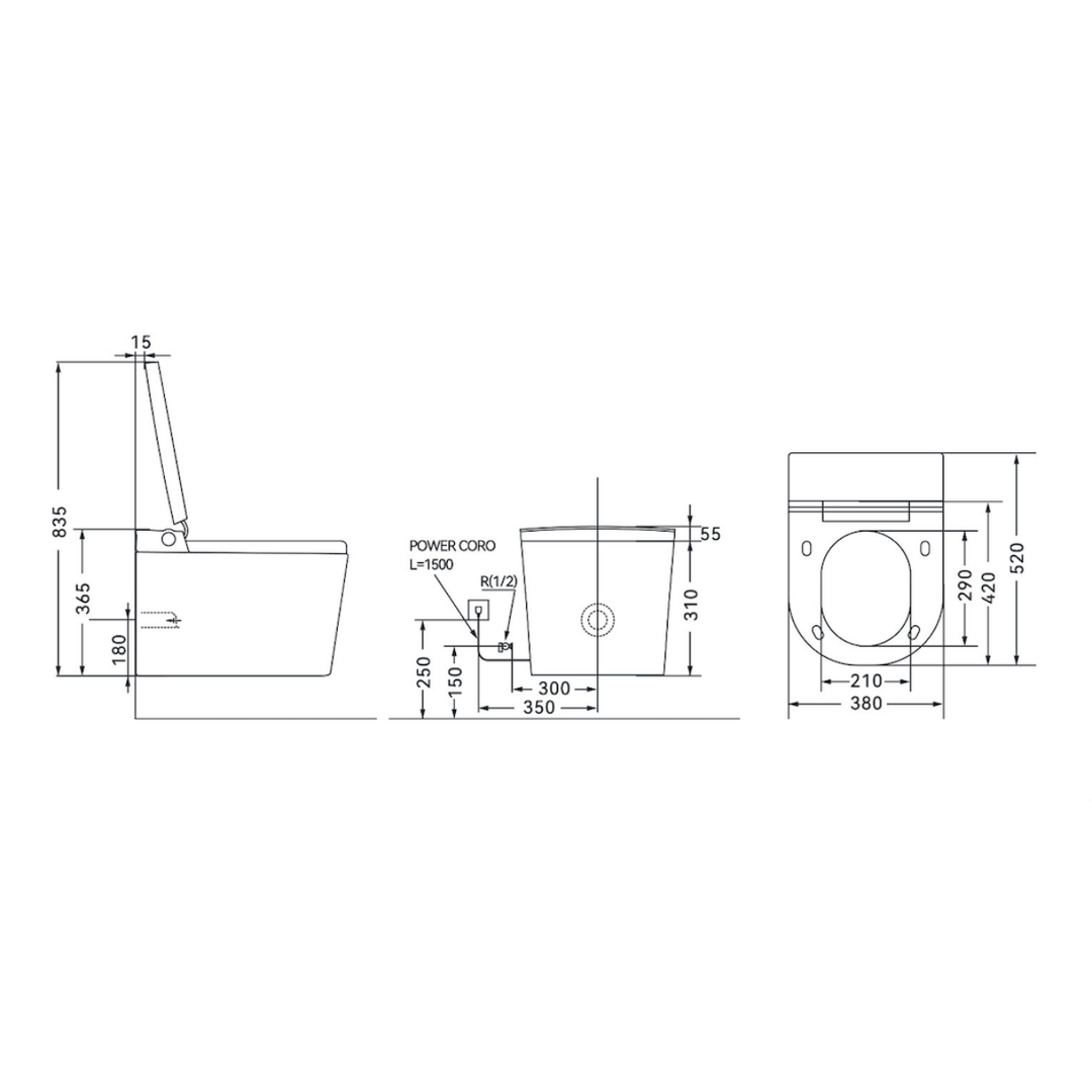 Smart-T T3 Wall Mounted Rimless Smart Toilet