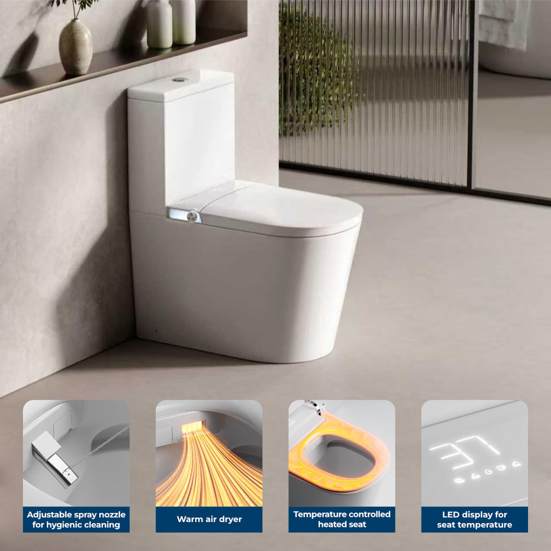 Smart-T T2 Close Coupled Rimless Push Button Flush Smart Toilet