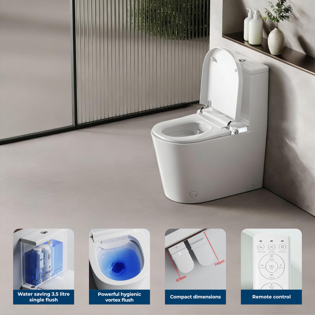 Smart-T T2 Close Coupled Rimless Push Button Flush Smart Toilet
